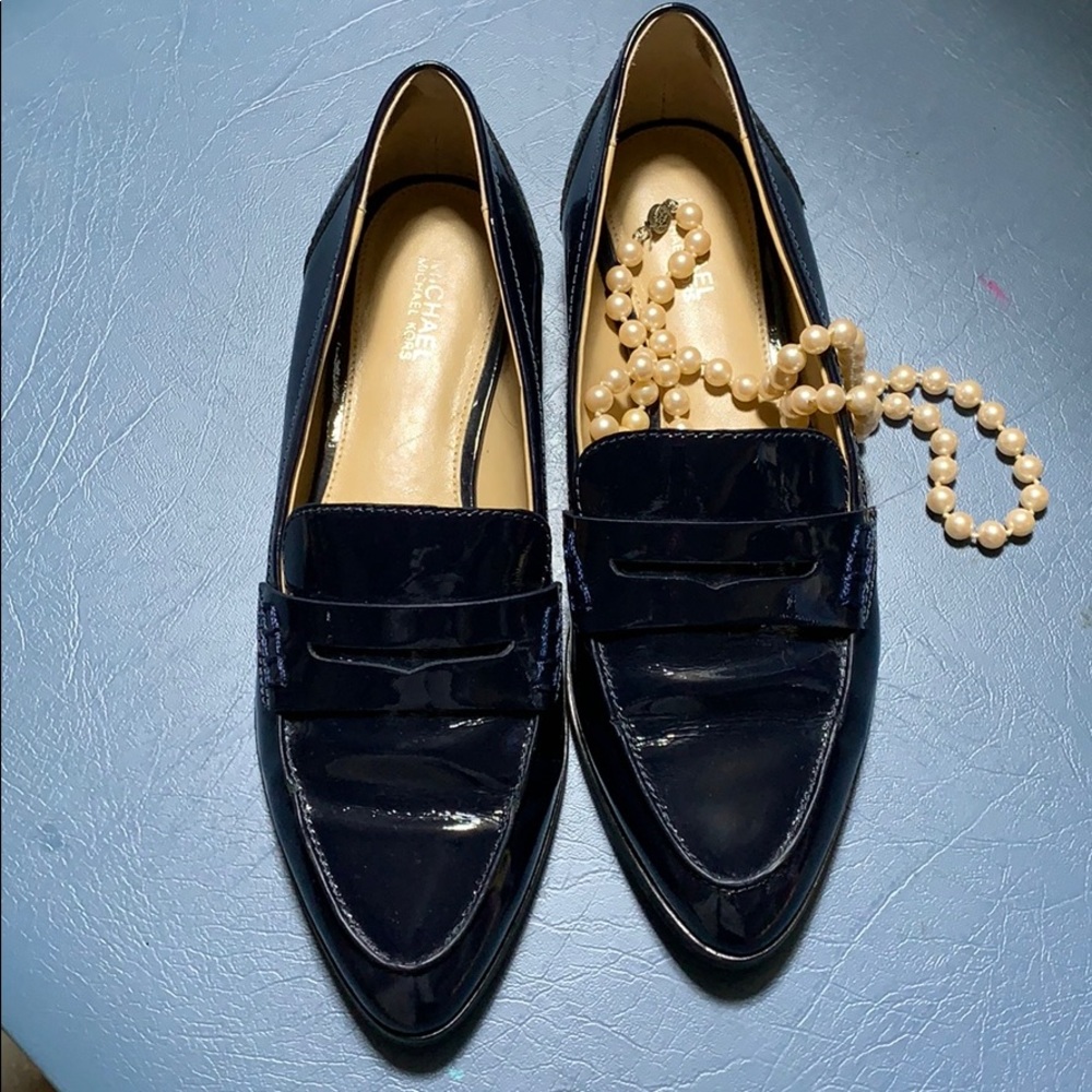 Michael Kors Navy Patent Leather Loafers